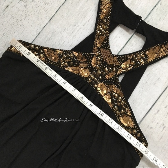 Cache bronze beaded sequin stretchy halter top *shop@iamwarrior - Picture 7 of 10